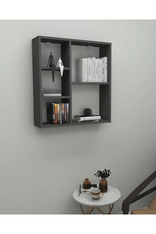 Reyo Enda Home Myra 5 Gözlü Çok Amaçlı Modern Duvar Rafı Antrasit Antrasit