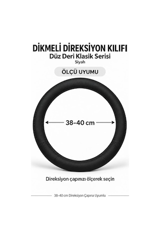 Trobus Peugeot Rifter 2024 Ve Sonrası Uyumlu Dikmeli Direksiyon Kılıfı Düz Deri Klasik Siyah