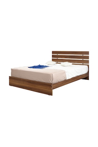 Pasifichome Huga Çift Kişilik Ahşap Karyola Ceviz 180 Cm / Başlıklı Karyola