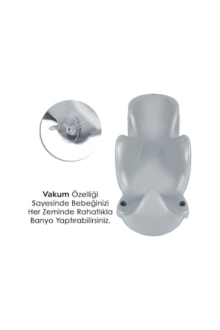 Vakum Kaymaz Tabanlı Bebek Yıkama Banyo Aparatı Bebek Yıkama Koltuğu Küvet Oturak Gri