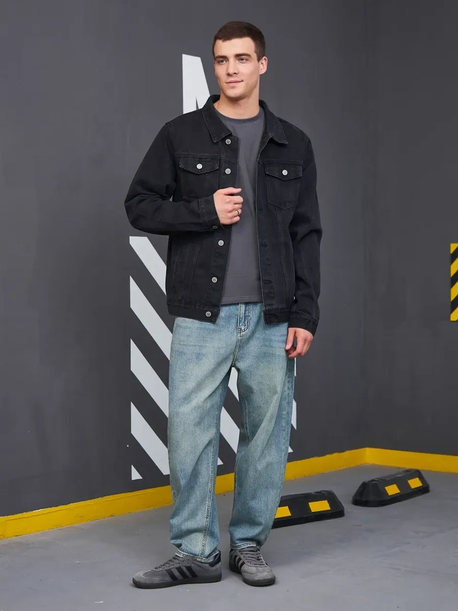 Arvador Erkek Desenli Kot Ceket 439191980 Koyu Gri