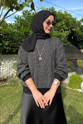Rabia Şamlı Tüvit Sweat Beyaz Çizgili Normal