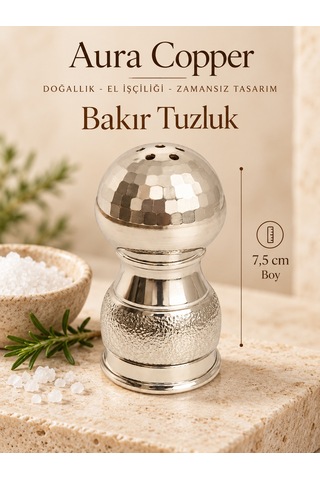 Aura Copper El İşlemeli Bakır Tuzluk Dekoratif Sofra Tuzluğu Ve Baharatlık Ac-tz-003