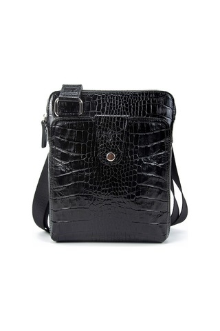 Kangaroo Kıngdom Hakiki Deri Kroko Siyah Unisex Postacı Çanta Kangaroo K. 4544-Cs Siyah