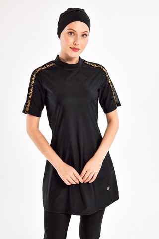 Uv Korumalı Yarı Kapalı Tesettür Mayo 1604 Siyah08 Siyah08