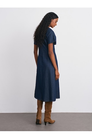 Dilvin 90576 Reglan Kol Uzun Denim Elbise-lacivert Lacivert