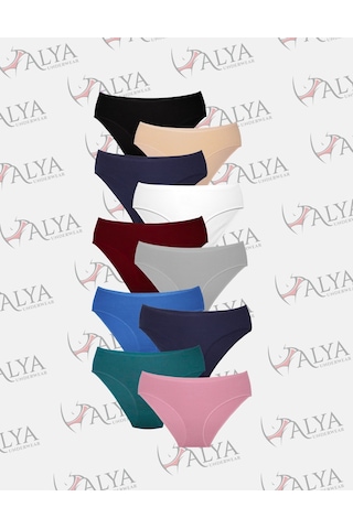 Alya Underwear Kadın Külot Basic Slip Renkli Pamuklu Iç Çamaşırı 10'lu Paket Multicolor-x32 Multicolor - X36