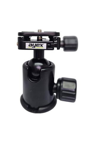 Ayex Kh-02 Tripod Kafa Ball Head, 360 Dönebilen, 10kg Taşıma Kapasiteli, Hızlı Bağlantı Plakalı, 1/4" Vida Uyumlu
