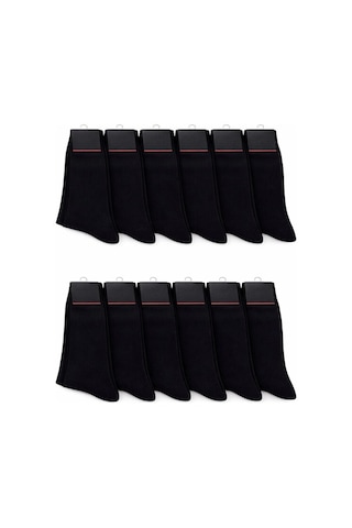 Qulat 12'li Ekonomik Paket Pamuklu Erkek Çorap Siyah