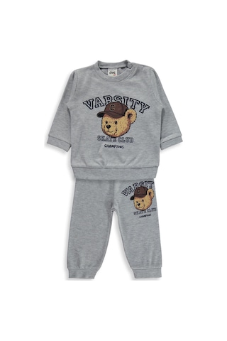 Civil Baby Ayıcık Baskılı 6-18 Ay Takım - Gri Grimelanj