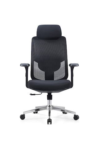 Ofisbazaar Atlas Premium Ergonomik Fileli Yönetici Koltuğu Başlıklı Ofis Ve Çalışma Koltuğu Siyah Siyah