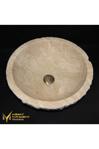 Traverten Doğal Patlatma Çanak Lavabo