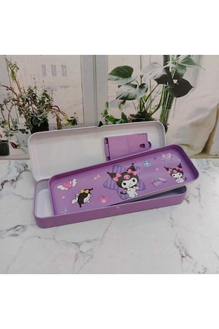 Kawaii Sanrio Kuromi Cinnamoroll Pom Pom Purin My Melody Metal Kalemlik Kalem Kutusu Mor