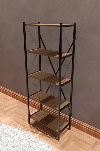 Makbulce 5 Raflı Metal Kitaplık Kahverengi
