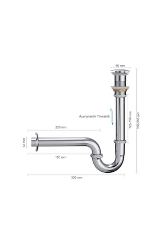 Fause Pop-up Basmalı Paslanmaz Çelik Metal Lavabo Sifonu Ksf101 Krom