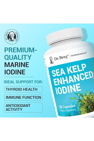 Dr. Berg Sea Kelp Enhanced Iodine - Seaweed Blend Includes Klamath Blue-green Algae & Sea Kelp - 90