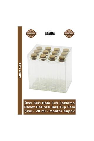 Özel Seri Hobi Sıvı Saklama Davet Hatırası Boş Tüp Cam Şişe - 20 Ml - Kapak