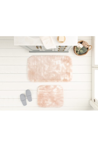 Madame Coco Damien 2'li Banyo Paspası - Beyaz/pudra - 60x100 Cm 1kbapa0528 2'li Büyük Boy Set-beyaz/pudra
