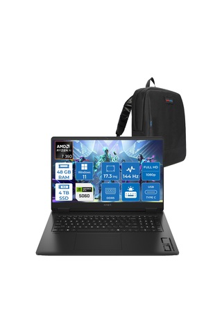 HP Omen 17-DB1015NT C2EZ5EAP28 Ryzen AI 7-350 48 GB 4 TB SSD 8 GB RTX5060 17.3" W11P Dizüstü Bilgisayar + Zetta Çanta