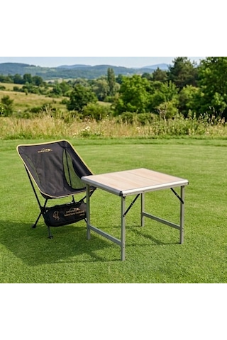 Yek Outdoor Mdf Katlanır Masa Küçük + Pratik Sandalye Set Gri