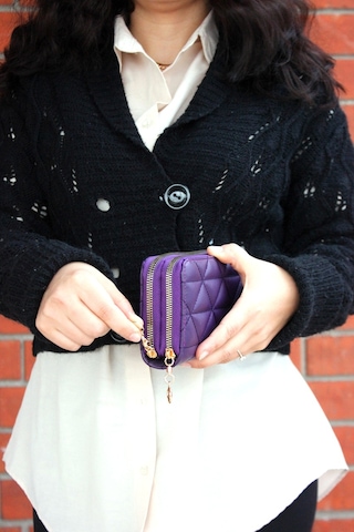 Çanta Sepetim Kapitone Cüzdan El Çantası - Mor