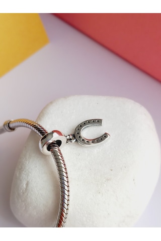 925 Ayar Gümüş Bileklik Uyumlu Şans Nal Charm