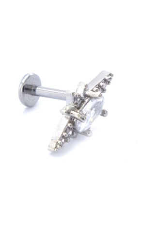 Ferizz 316l Çelik Zirkon Taşlı Kutup Yıldızı Piercing Prc-156 Gümüş