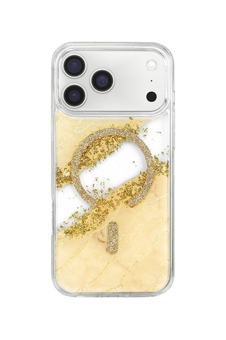 Onegif Apple Apple iPhone Uyumlu 17 Pro Max/18 Pro Max Lotus Simli Magsafe Kapak - Gümüş Düz Renkli