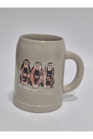 Vintage Tankart 3 Maymun Figürlü Alman Bira Bardağı 13cm