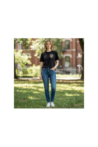 Urbantrendstore Unisex Gül Desen Baskılı Oversize Fit Rahat Geniş Salaş T-shirt Günlük Tişört Siyah