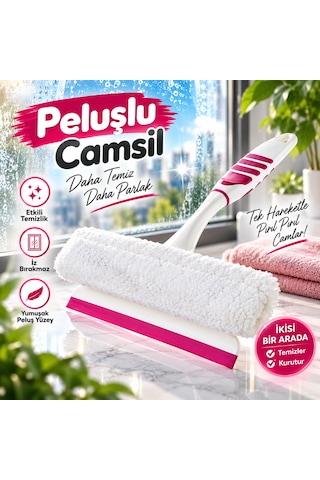 Peluşlu Pratik Cam Temizleyici Çekçek - Ergonomik Kaymaz Saplı İz Bırakmaz Camsil Karışık/Çok Renkli