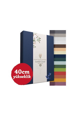 Home Premium Lastikli Çarşaf Yüksek Yataklara Özel 40cm Yükseklik Penye %100 Pamuk 150gr/m2 Oeko Tex Navy