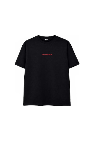Dark Line Sırt Baskılı %100 Pamuk Oversize T-shirt Darkline024 Siyah