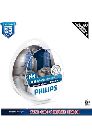 Philips H4 Diamond Vision Tam Beyaz Işık Ampul 12342