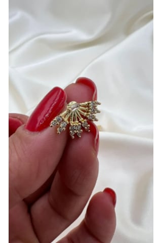 Bb Çelik Çoklu Görünüm Badem Küpe Altın - Beyaz