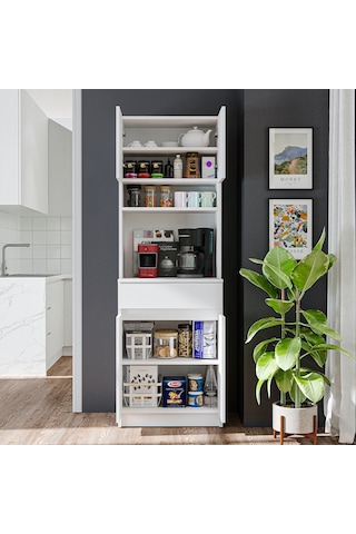 Napoli Çok Amaçlı Dolap Kiler Dolabı Mutfak Dolabı Beyaz