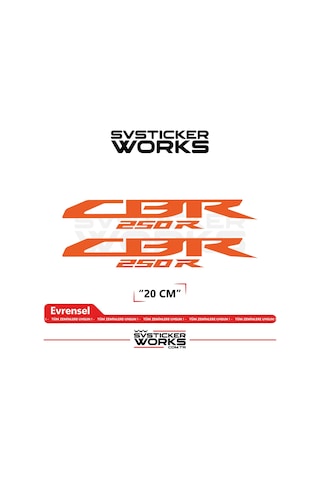 Honda Cbr 250r Sticker Uyumlu Yazı Yüksek Kalite Özel Kesim Folyo 2'li Set Turuncu