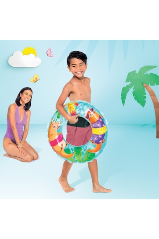 Çocuk Yüzme Simidi - Intex - Şeffaf Desenli - Gök Mavisi - 61cm 59242