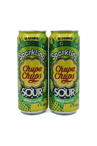 Chupa Chups Sparkling Sour Apple Flavour - Ekşi Yeşil Elma Aromalı Gazlı İçecek 330 Ml 2 Adet