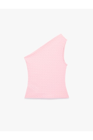 Koton Bürümcük Kumaş Dokulu Drape Detaylı Kolsuz Tek Omuz Bluz Pembe 6sak10343ek Gül
