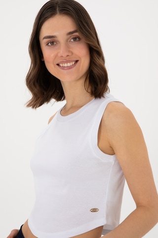 U.S. Polo Assn. Kadın Beyaz Kolsuz Bisiklet Yaka Crop Basic Tişört 50305695-VR013