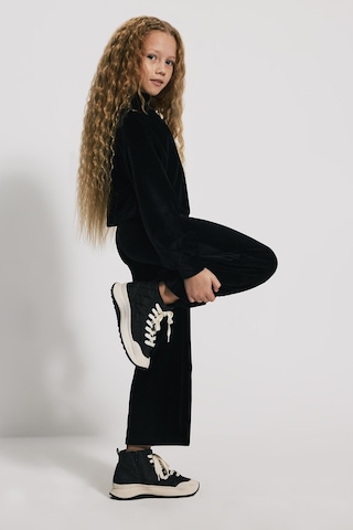 Kids Girl Geniş Paça Kadife Siyah Jogger Siyah