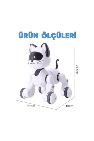 Akıllı Robot Kedi Zeka Dolu Eğitici Uzaktan Kumandalı Sesli Ve Hareketli Oyuncak Kedi Beyaz