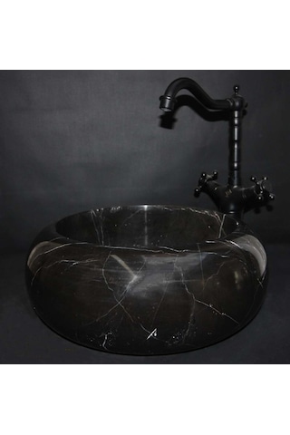 Toros Siyah Mermer Midi Bombeli Lavabo