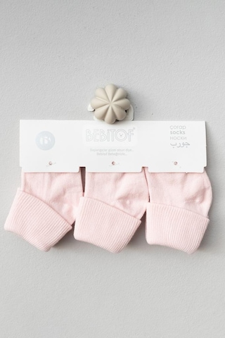 Bebitof 3 Çift Bebek Pamuklu Kıvırmalı Soket Çorap Pembe Bbtf.413.çrp.pmb