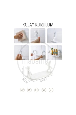 Madamev Kendinden Yapışkanlı Duvara Monte Craft Banyo Rafı Mutfak Organizeri 2'Li Çok Renkli