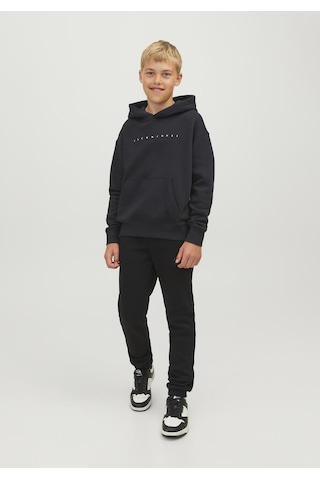 Jack & Jones Logo Baskili Kapüsonlu Sweatshirt - Çocuk 12237468 Black Siyah