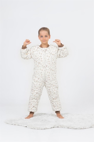 Kız Erkek Çocuk Kalın Elyaf Dolgulu Premium Kalite 2.5 Tog Desenli Uyku Tulumu Ekru - Kahverengi