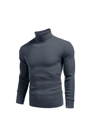 Polızeı Erkek Slim Fit Boğazlı Triko Kazak Esnek Dokulu İndigo