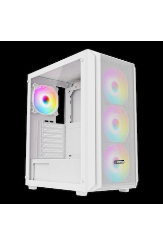 Rampage Beta Mesh 650w 80 Plus Standart 4 12cm Argb Fan Temperli Camlı Mid-t Beyaz Oyuncu Kasası